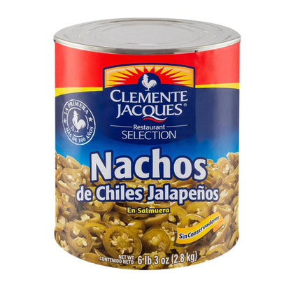 Lata de Clemente Jacques Nachos de Chiles Jalapeños, perfecta para complementar recetas con un toque picante.