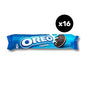 envase plastico azul  en forma de cilindro con galletas de la marcca oreo. sello con la leyenda por 16