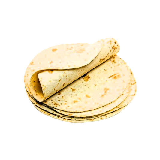 Apilamiento de tortillas de harina de trigo, listas para servir.